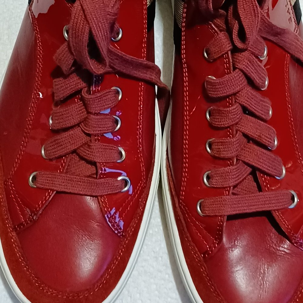 Bally Men's Oldani Leather High Top Sneakers Red Calf Plain Size 7.5 Men's Used